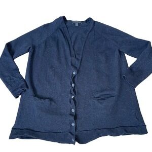 Banana Republic sweater cardigan black button up pockets 100% Merino Wool SZ M